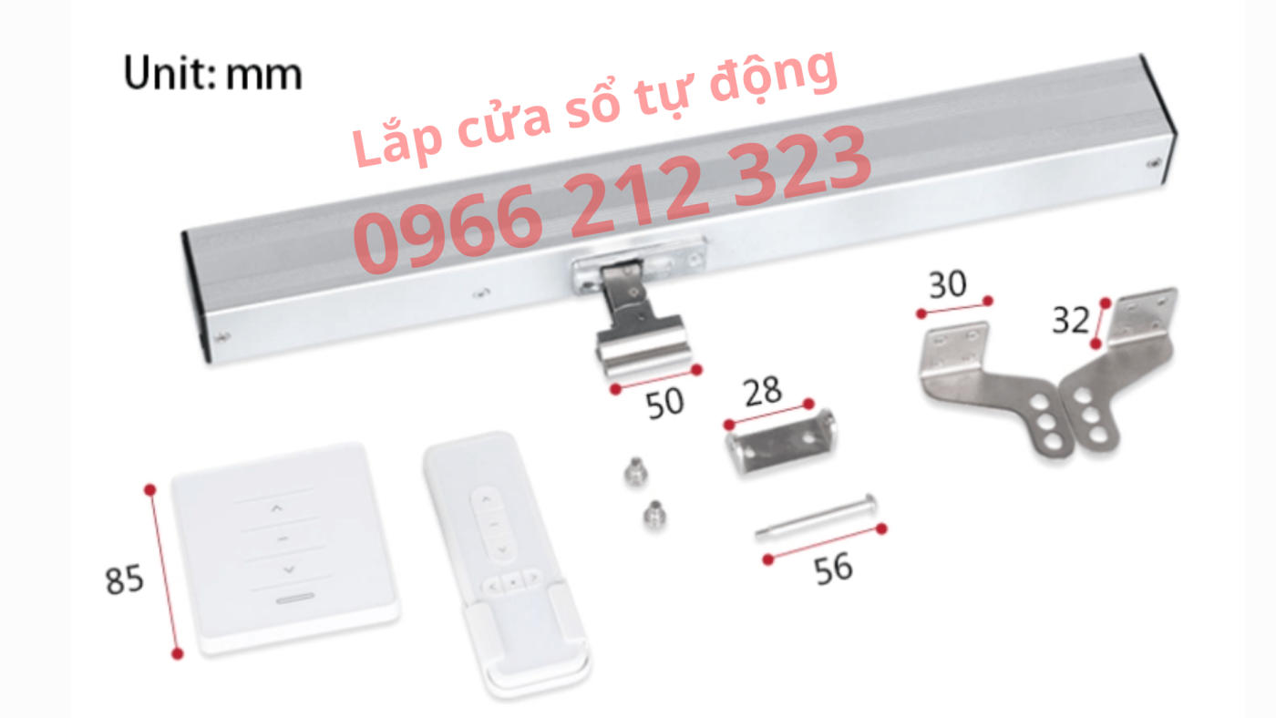 Chi tiết kích thước bộ phụ kiện kèm theo
